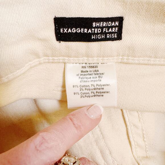 Veronica Beard | Women's Ecru Sheridan Flare High Rise Jeans | Size: 24 - Picture 7 of 8